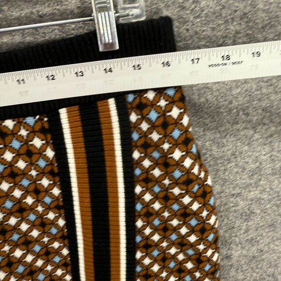 Nine West Women L Large Brown Geometric Pencil Midi Rayon Pull On Mid Rise - Picture 3 of 7